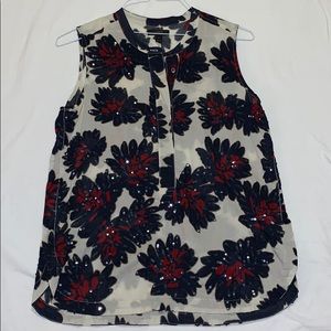 J. Crew Creme Blouse with Flowers